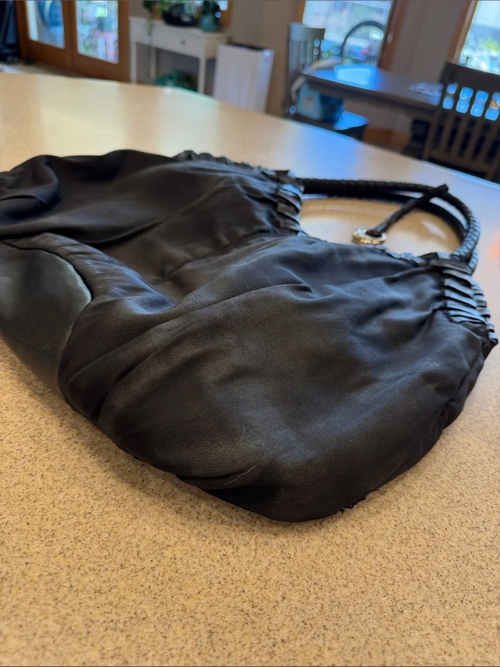 Black Women's Braided Handle Hobo Bag Donald J Pliner